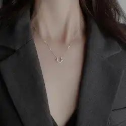 新しいダイヤモンドがちりばめられた馬蹄バックルニッチファッションデザインのチタン鋼ネックレスの2023年の新製品は、鎖骨チェーンの女性のトレンドを色褪せません。
