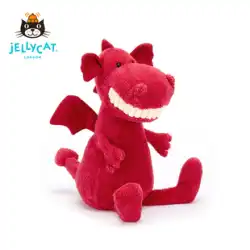 英国 jELLYCAT 歯のない恐竜笑顔大きな歯ドラゴン赤い翼柔らかいぬいぐるみ赤ちゃんかわいいおもちゃの人形