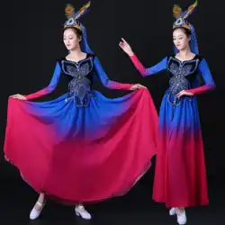 2023 新疆ダンス衣装パフォーマンス衣類女性大人モダンロングスカートエスニックスタイルウイグル大スイングスカート