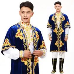 新しい男性の新疆ダンスパフォーマンス衣装少数民族エスニックダンス衣装ベルベットウイグル男性のダンス衣装デザイン