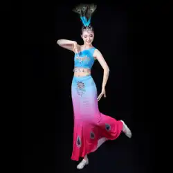 Dai 衣装女性雲南孔雀ダンスアートテストバッグヒップマーメイドスカート西双版納子供のダンスパフォーマンススーツ