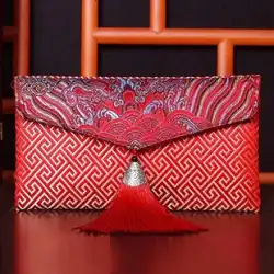 長寿の結婚式の口変更10,000元の赤い封筒バッグを作成して、ハイエンドの結婚祝いの刺繍布を作成します新しい刺繍のパーソナライズされた金の布バッグ願いアーティスト