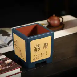 Shankou 紫砂強度アーティスト手作りデスクトップ蘭ポット 2 色ペースト正方形盆栽古典的な緑の植木鉢