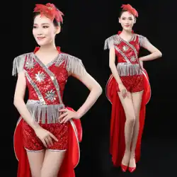 新しいジャズダンス衣装ダブテール大人のパフォーマンスステージファッションスパンコール女性のセクシーなダンス衣装モダンダンス