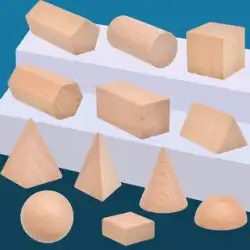 幾何学的形状モデル ブロック 積み木 キューブ キューブ 教材 木製円柱 三角柱 四角錐 五角柱 六角柱 ブナ 丸太カラー 小学校数学教材