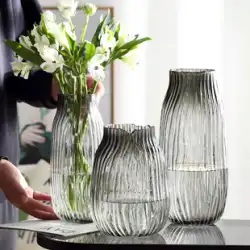 大きなガラス花瓶透明水育て豊かな竹ユリ花瓶装飾リビングルームの花とドライフラワー北欧家庭用
