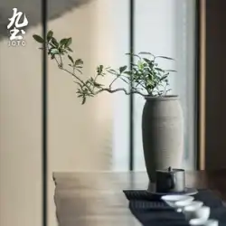 手作りラフ陶器花瓶日本の花瓶大原流セラミック禅花瓶床装飾ホームレトロドライフラワーアレンジメント