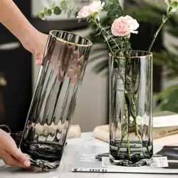 ライト高級金塗装透明ガラス花瓶ドライフラワーリビングルームの花の装飾装飾クリエイティブシンプル北欧水文化フラワーアレンジメント