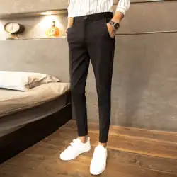 夏トレンディな小足の男性用スーツパンツ、スリム9点カジュアルパンツ、薄いイギリスビジネス韓国スタイルスリムパンツ