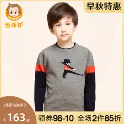 Hengyuanxiang 2023 秋と冬のピュアウールのセーター男の子底シャツ中大子供なしカシミヤセーター子供のニットセーター