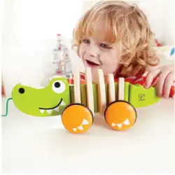 Hape プル ワニ ベビー 幼児 プッシュプッシュ スイング 1歳 + 木製ハンドプル プッシュプルロープ 知育玩具