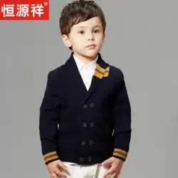 Hengyuanxiang 冬子供用ウールセーター男の子セーター中型および大型子供用 V ネック学生カーディガンコートカシミヤセーター肥厚