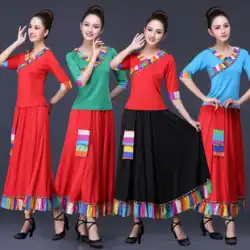 チベットダンス衣装、パフォーマンス衣装、スクエアダンススーツ、2023新しいエスニックスタイルのモンゴル衣装、女性、大人用の大きなスイングスカート