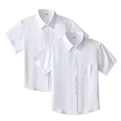 子供用半袖白シャツ、純綿、男児用夏用薄手白シャツ、子供用中・大型演技服、女児用小学校制服