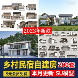 美しい新しい田舎の家、B&amp;B、住宅、町の改修、新しい中国風の建物、自作住宅、スーモデル