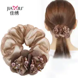 女性が髪を結ぶための韓国大腸ヘアリング、ゴムバンド、ボール、ヘッドロープ、フラワーレザーカバー、脂肪腸リング、新しいヘアロープ帽子