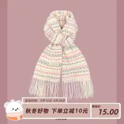 日本の小さな新鮮なライトピンクの小さなチェック柄模造カシミヤタッセルスカーフ女性の冬暖かく多用途の肌に優しいスカーフトレンディな